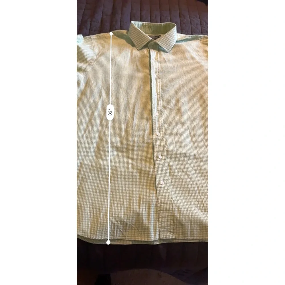 Polo Ralph Lauren Mens 19 34/35 Big‎ Green Gingham Regent Classic Fit Shirt